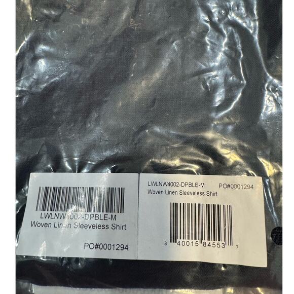 LUNYA NWT $138 Woven Linen Sleeveless Shirt - Navy Blue - Picture 12 of 15